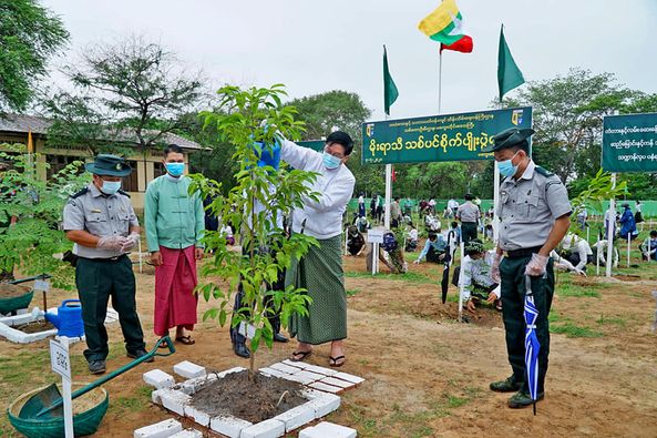 မကွေးတိုင်းဒေသကြီးစီမံအုပ်ချုပ်ရေးကောင်စီ ဥက္ကဌ မိုးရာသီသစ်ပင်စိုက်ပျိုးပွဲတော် တက်ရောက်၍ ခရေပင်စိုက်ပျိုး