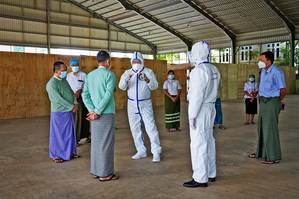 မကွေးတိုင်းဒေသကြီးစီမံအုပ်ချုပ်ရေးကောင်စီ ဥက္ကဌ ကိုဗစ်-၁၉ ရောဂါပိုးတွေ့လူနာများ ထားရှိဆောင်ရွက်ရန် အဆောင်များနှင့် ဒေသဖွံ့ဖြိုးရေးလုပ်ငန်းများ ကြည်ရှုစစ်ဆေး